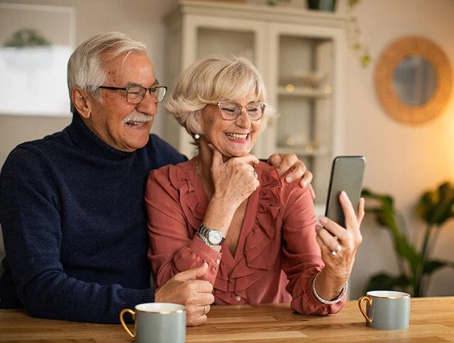 Grandparents on phone