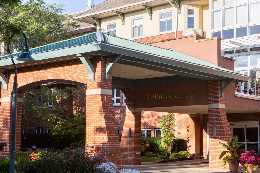 front entrance of claridge court a premier life care community