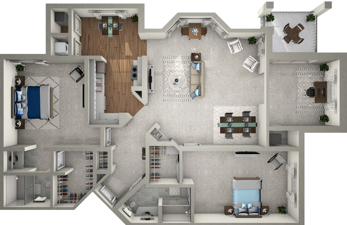 Two Bedroom Custom With Den Floor plan